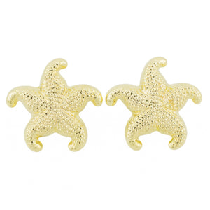 Gold Starfish Hollow Earrings in 14K Yellow Gold - 3.6 Grams