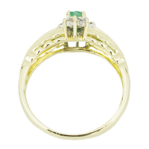 0.19ctw Oval Emerald w/ Emerald & Diamond Accents Gemstone Ring in 14K Yellow Gold - Size 6
