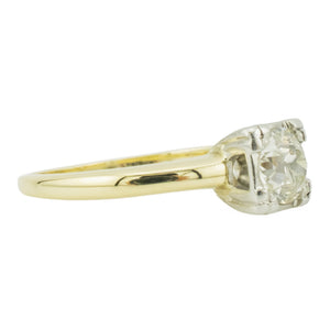 0.65ct Retro European Cut Diamond Solitaire Engagement Ring in 14K Two-Tone Gold