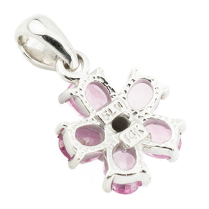 0.60ctw Pink Topaz & Diamond Flower Gemstone Necklace in 14K White Gold - 1.9grams