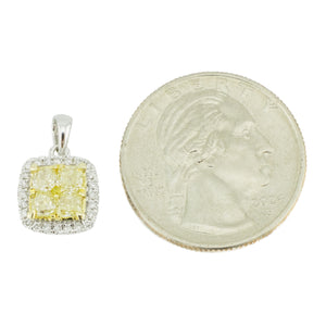 1.00ctw Yellow Diamond Accented Pendant in 14K White Gold - Chain Not Included