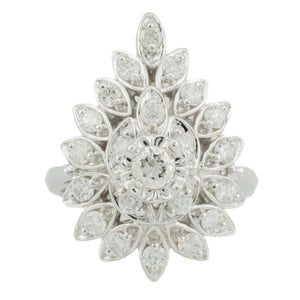 1.00ctw Diamond Cluster Fashion Ring in 14K White Gold - Size 6.75