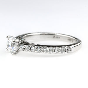 GIA 0.72ct VS1/D Round Diamond & Accents Engagement Ring in 14K White Gold