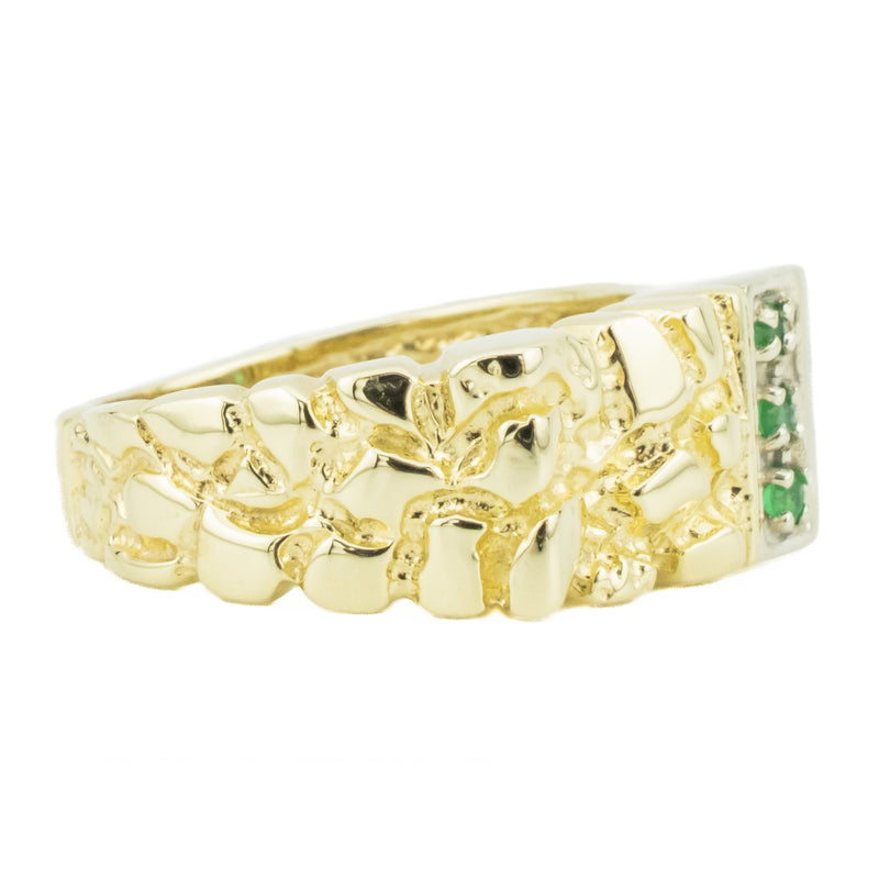 Emerald Accented Gemstone Ring in 14K Yellow Gold - Size 7
