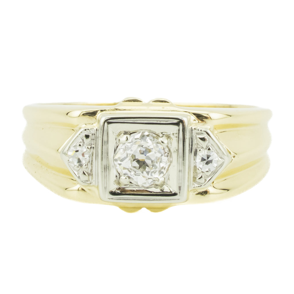 0.44ctw Gent's Diamond Accented Ring in 14K Yellow Gold - Size 10.50