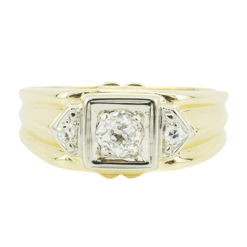 0.44ctw Gent's Diamond Accented Ring in 14K Yellow Gold - Size 10.50