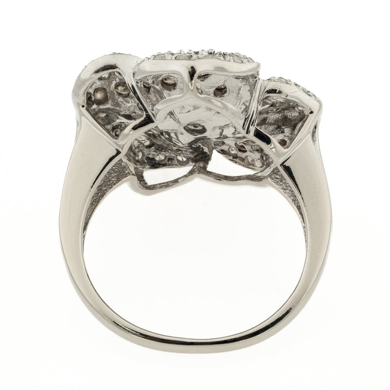 1.75ctw Diamond Flower Accented Cluster Ring in 14K White Gold - Size 7.75