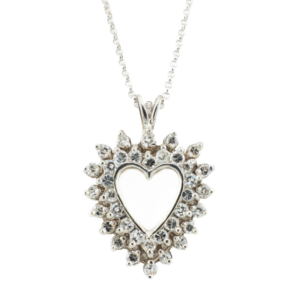 1.00ctw Diamond Accented Heart Pendant in 14K White Gold - Chain Not Included