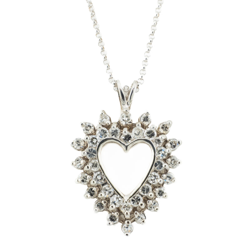 1.00ctw Diamond Accented Heart Pendant in 14K White Gold - Chain Not Included