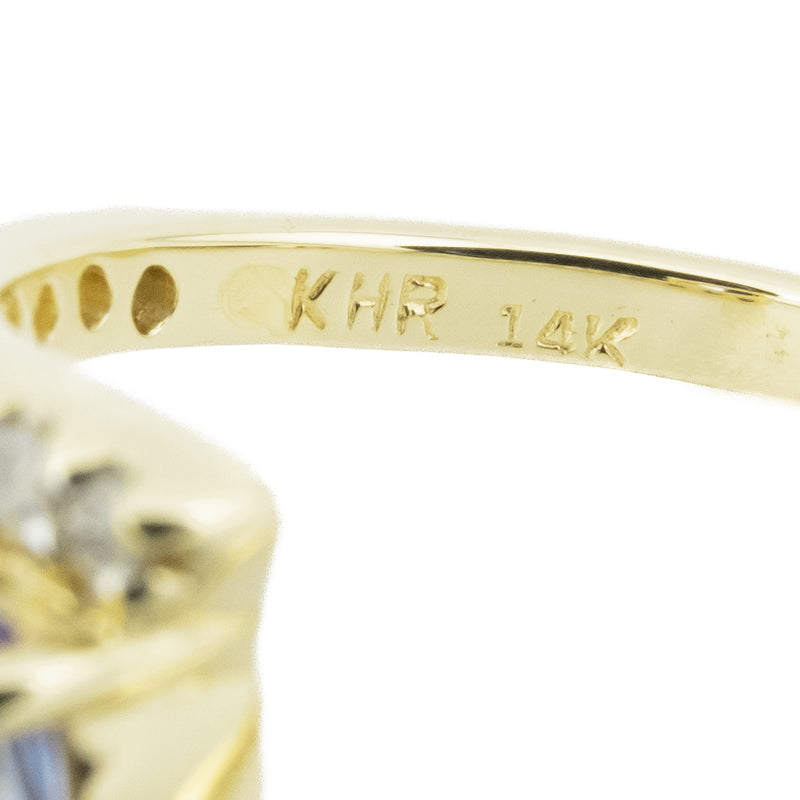 1.00ctw Tanzanite & Diamond Accented Gemstone Ring in 10K Yellow Gold - Size 6.5