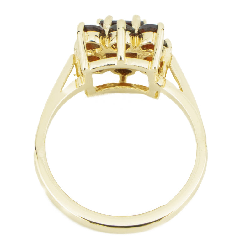 0.30ctw Square Garnet & Accented Gemstone Ring in 14K Yellow Gold - Size 5.5