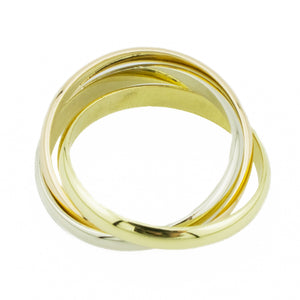 Cartier Trinity Gold Band Ring in 18K Tri-Tone Gold - Size 3.25