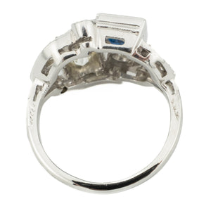 0.68ct Round Sapphire & Diamond Accented Ring in 14K White Gold - 4.75