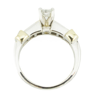 0.70ctw Radiant Diamond & Accented Engagement Ring in 14K Two-Tone Gold - Size 8.25