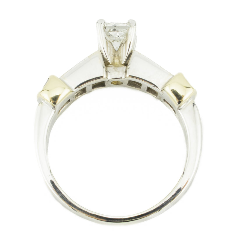 0.70ctw Radiant Diamond & Accented Engagement Ring in 14K Two-Tone Gold - Size 8.25
