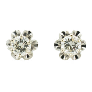 0.50ctw Round Diamond Solitaire Stud Earrings in 14K White Gold - 1.4 Gram