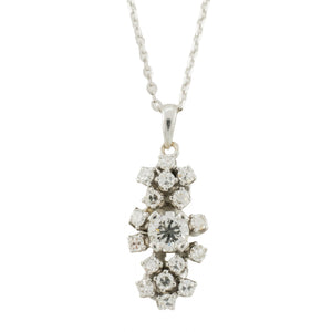 0.88ctw Vintage Diamond Accented Pendant in 14K White Gold - Chain Not Included