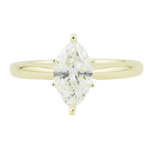 1.00ct Marquise G/I1 Diamond Solitaire Engagement Ring in 14K Yellow Gold - Size 6.75
