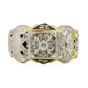 0.25ctw Masonic Ring with Diamond Accents in 10K Two-Tone Gold - Size 10