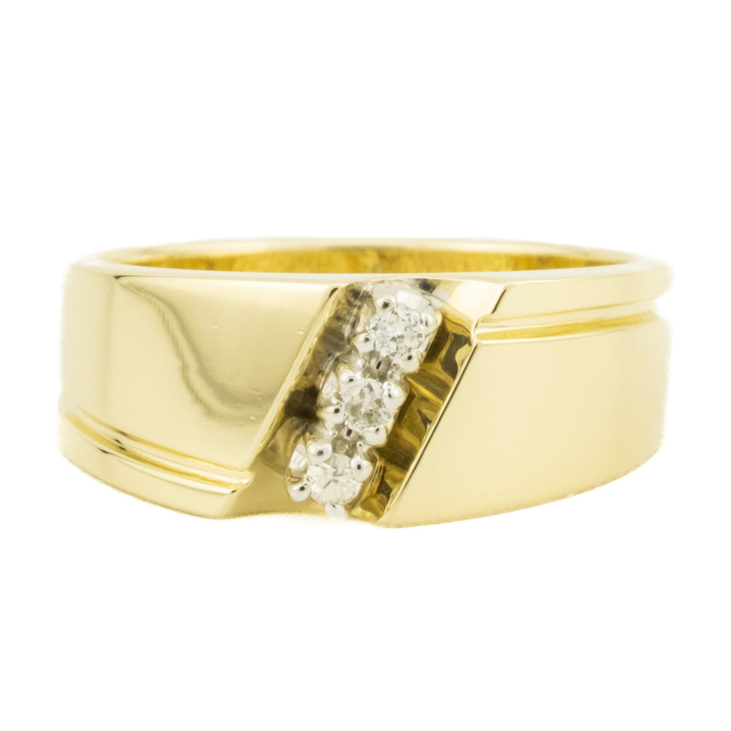 Round Diamond Lady's Fashion Band Ring in 14K Yellow Gold - Size 5.5