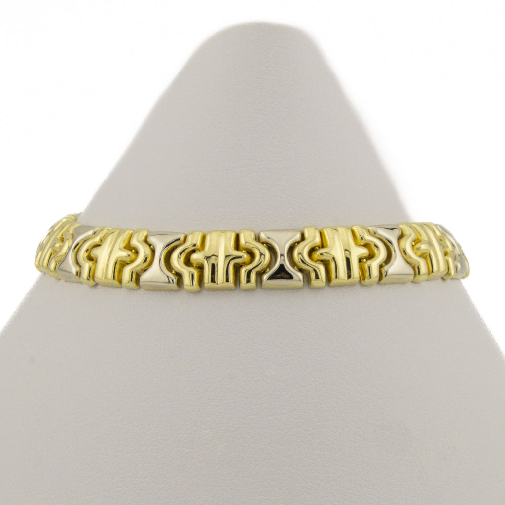 8.4mm Wide Fancy Fashion Link Bracelet 7.25" in 18K Yellow Gold