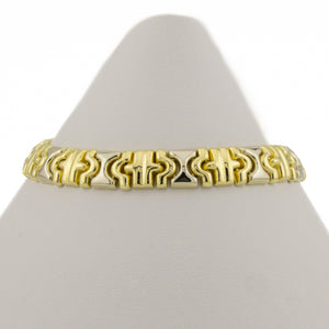 8.4mm Wide Fancy Fashion Link Bracelet 7.25" in 18K Yellow Gold