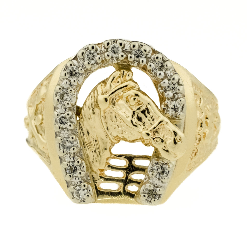 0.20ctw Diamond Horseshoe Ring in 14K Two Tone Gold -Size 9.5