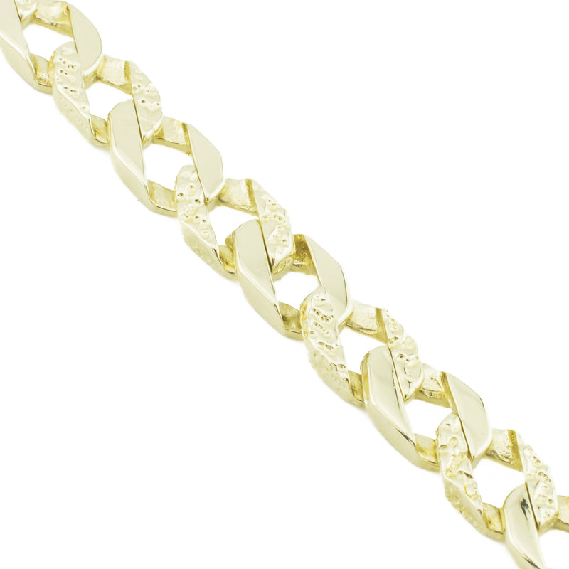 7mm Wide Nugget Curbed Link 9" Bracelet in 14K Yellow Gold 25.7Grams