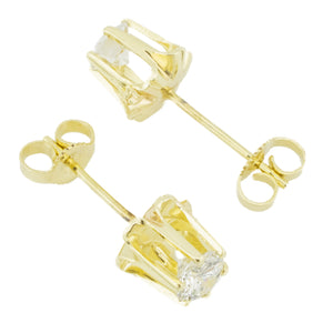 1.00ctw Round Diamond Solitaire Stud Earrings in 14K Yellow Gold