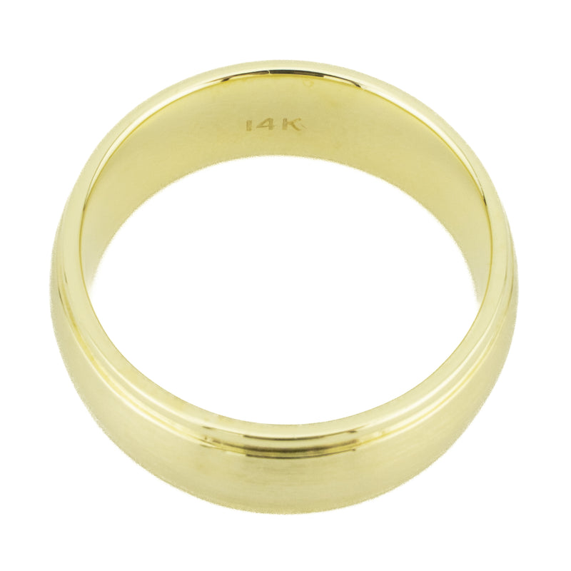 7.5mm Wide Brushed Finish Wedding Band in 14K Yellow Gold - Size 9.5