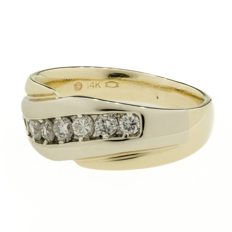 0.56ctw Round Diamond Men's Wedding Band Ring in 14K Two Tone Gold