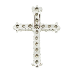 1.00ctw Round Diamond Accented Cross Pendant in 14K White Gold - Chain Not Included