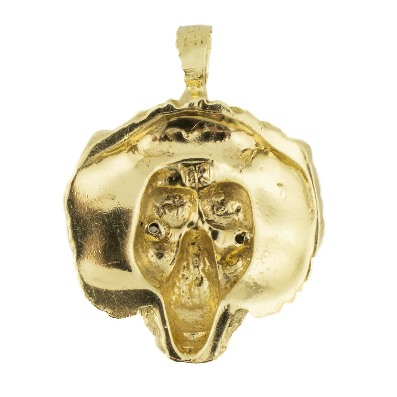 Diamond Lion Head Pendant in 14K Yellow Gold