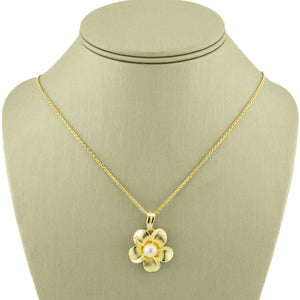 7.5mm Round Pearl Flower Pendant in 14K Yellow Gold