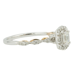 GSI 0.30ct Emerald Cut Diamond with Accents Engagement Ring in 14K Two-Tone Gold - Size 7