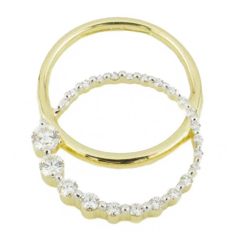 0.50ctw Diamond Accented Circles Pendant on 17" Chain in 14K Yellow Gold