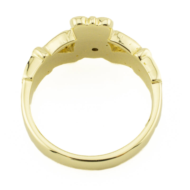 Diamond Solitaire Claddagh Ring in 14K Yellow Gold - Size 9.5