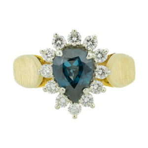 1.00ctw Pear Sapphire & Diamond Accented Gemstone Ring in 14K Yellow Gold - Size 6