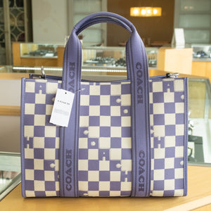 Coach Smith Tote Bag With Checkerboard Print in Silver/Light Violet/Chalk - CR101