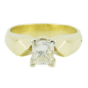 0.89ct I/SI2 Princess Diamond Solitaire Engagement Ring in 14K Yellow Gold