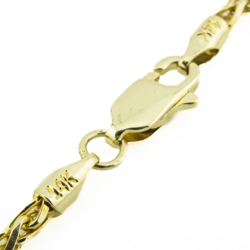 2mm Wide Wheat Link 18" Chain Necklace in 14K Yellow Gold - 9.1 Grams