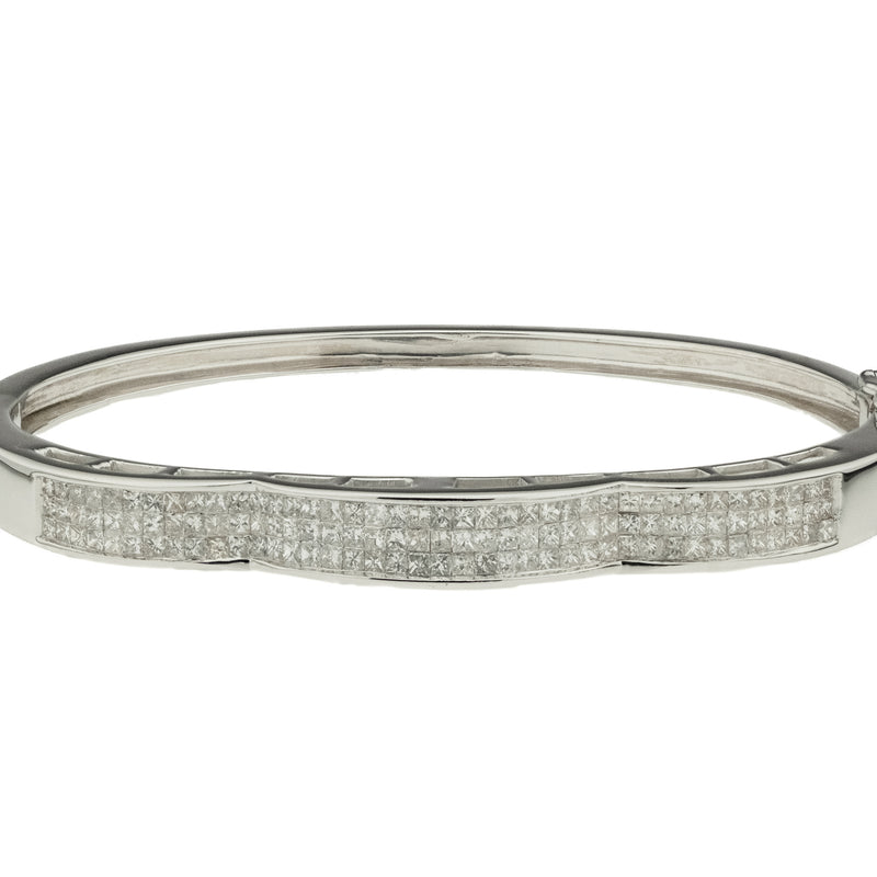 2.00ctw Diamond Invisible Set Bangle Bracelet in 14K White Gold