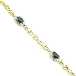 2.45ctw Sapphire Gemstone 7.5" Bracelet in 10K Two-Tone Gold - 2.9 Grams