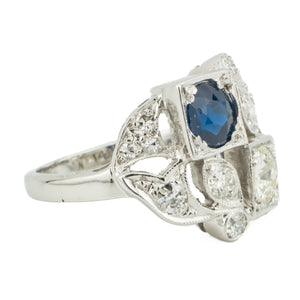 0.68ct Round Sapphire & Diamond Accented Ring in 14K White Gold - 4.75