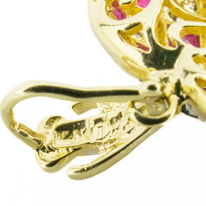 Diamond and Ruby Accented Heart Pendant Charm in 14K Yellow Gold - No Chain Included