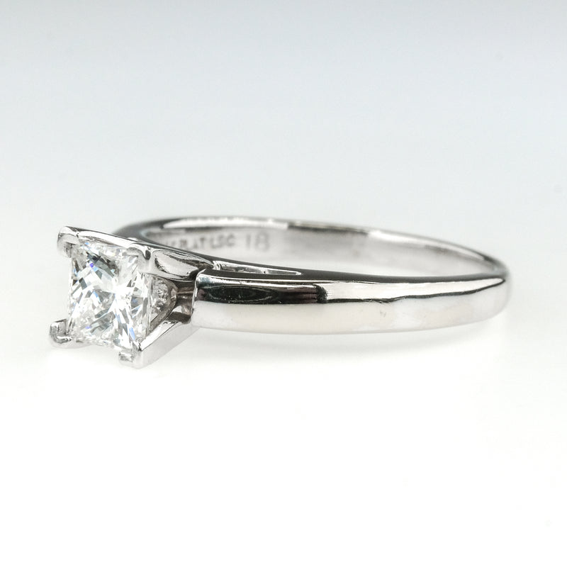 14K White Gold & Platinum 0.64ct Princess Leo Diamond Solitaire Engagement Ring