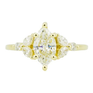 GIA 1.00ctw Marquise D/VS2 Diamond & Accented Engagement Ring in 14K Yellow Gold - Size 6.5