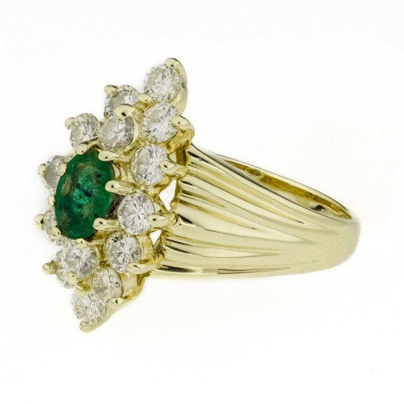 0.82ctw Natural Emerald and 1.00ctw Diamond Ring in 14K Yellow Gold - Size 6.25