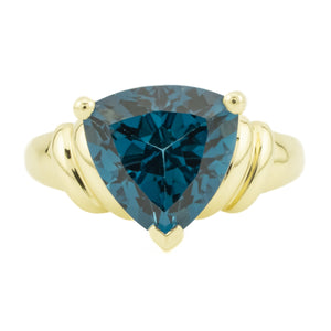 6.59ct Trillion Cut Topaz Solitaire Gemstone Ring in 14K Yellow Gold - Size 10