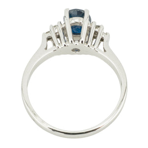 0.75ctw Oval Sapphire & Diamond Accented Gemstone Ring in 14K White Gold - 5.5